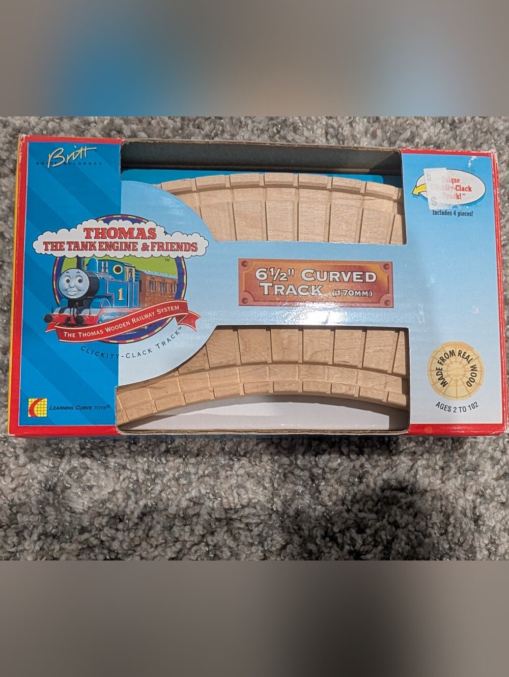 Thomas The Tank Engine & Friends Wooden Curved Track (6½") - Natural Wood